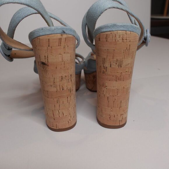 Veronica Beard Lalana Platform ankle Heels Blue Denim Women's Size 10 NEW - Picture 7 of 10